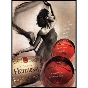 1992 Hennessy Cognac Vintage Print Ad Woman Silk Scarf Wall Art Photo
